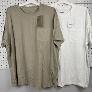 2 Goodfellow & Co Pocket T-shirts Tan And White XXL